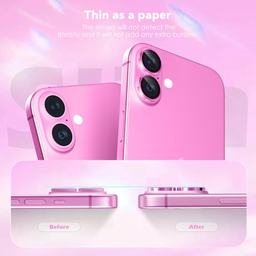 CloudValley for iPhone 16 /iPhone 16 Plus Camera Lens Protector, [1 Second Installaion] Ultra-HD Tempered Glass Cover, [Case-Friendly] Metal Lens Screen Protective Ring Accessories,Pink - Image 5