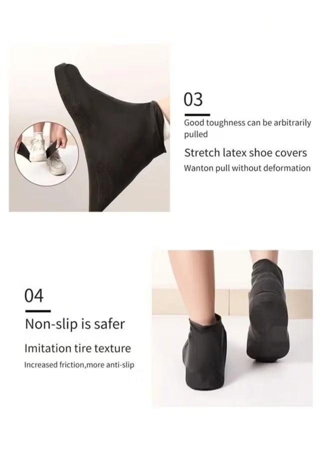 GIFT 3 Pairs Waterproof Shoe Covers, Non-Slip Water Resistant Overshoes Silicone Rain Shoe Cover Outdoor cycling Protectors apply to Men, Women - Image 3