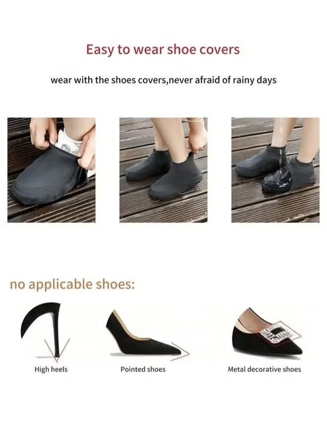 GIFT 3 Pairs Waterproof Shoe Covers, Non-Slip Water Resistant Overshoes Silicone Rain Shoe Cover Outdoor cycling Protectors apply to Men, Women - Image 5