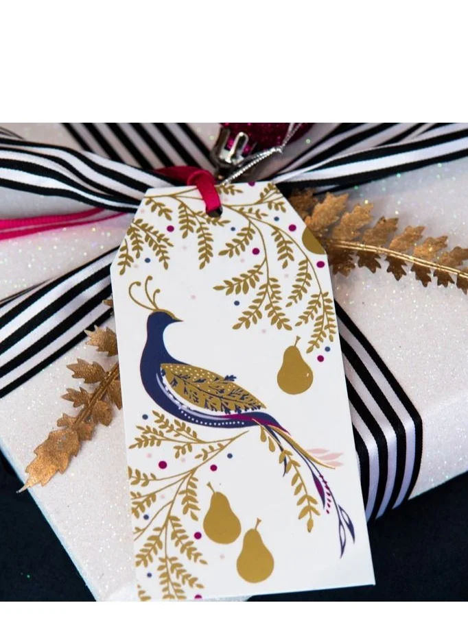 Sara Miller Golden Winter Partridge Gift Tags