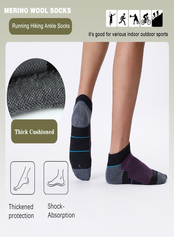 WANDER Merino Wool Breathable Ankle Socks Cushioned Athletic Running Hiking Sock 3 Pairs Lightweight Thermal Low Cut Socks - Image 3