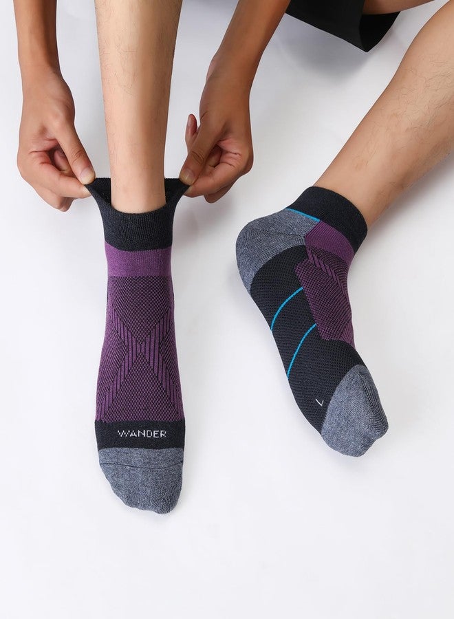 WANDER Merino Wool Breathable Ankle Socks Cushioned Athletic Running Hiking Sock 3 Pairs Lightweight Thermal Low Cut Socks - Image 5