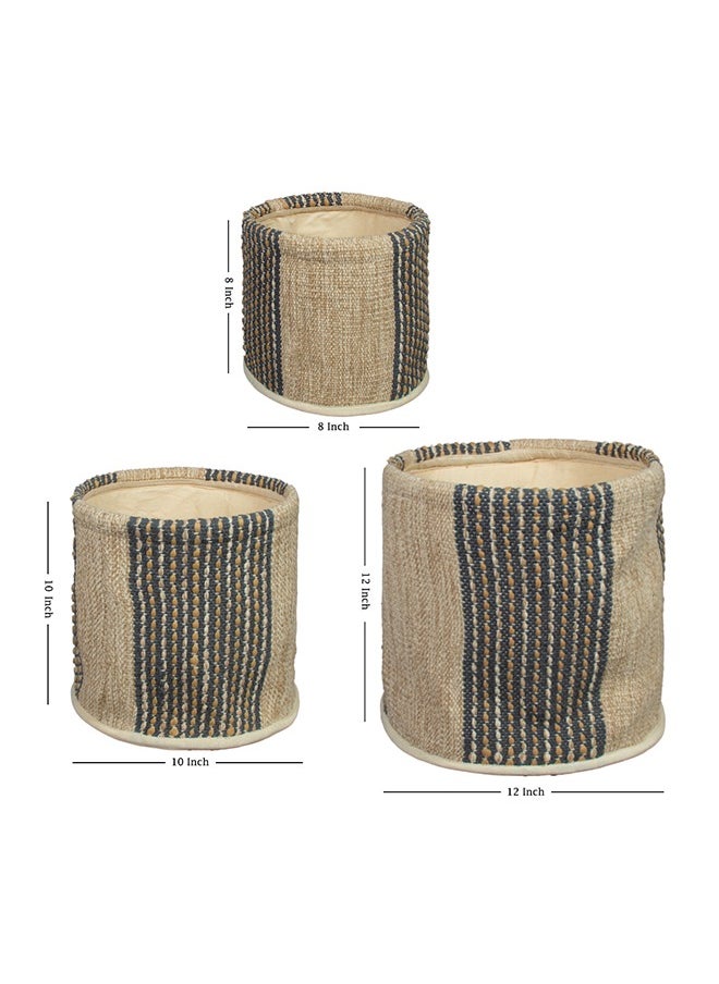 N & H Eco Friendly Handmade Cotton Fabric Planter Pots for Home Décor, Indoor Balcony, Living Room, Bedroom (Grey, Beige)  - Image 2
