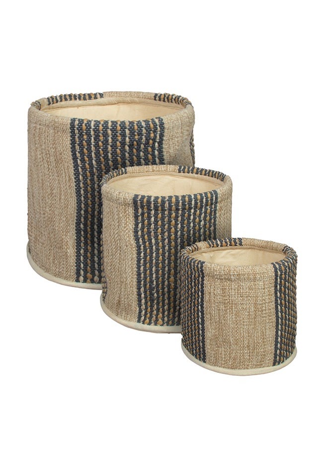 N & H Eco Friendly Handmade Cotton Fabric Planter Pots for Home Décor, Indoor Balcony, Living Room, Bedroom (Grey, Beige)  - Image 3
