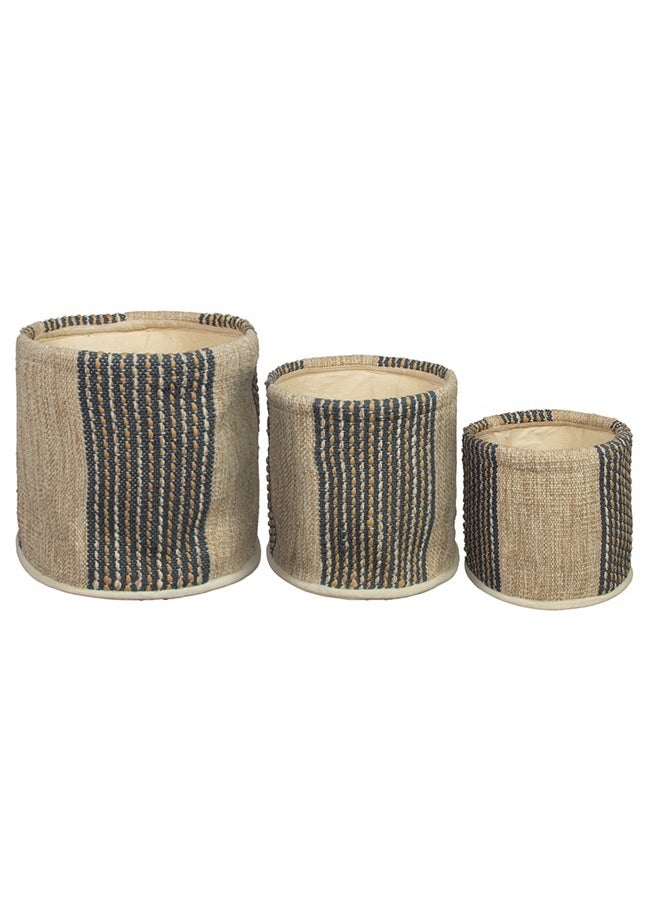 N & H Eco Friendly Handmade Cotton Fabric Planter Pots for Home Décor, Indoor Balcony, Living Room, Bedroom (Grey, Beige)  - Image 4
