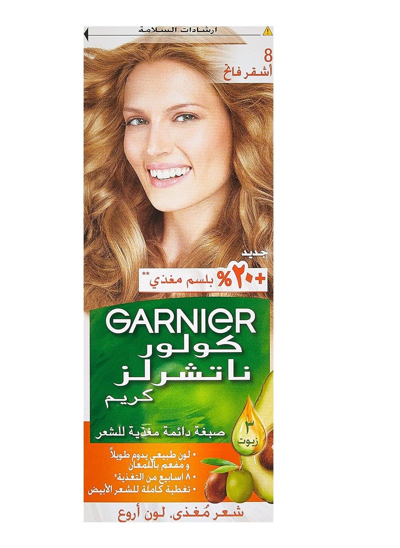Garnier Color Naturals Permanent Crème Hair Color 8 Light Blonde 112 ml  - Image 1