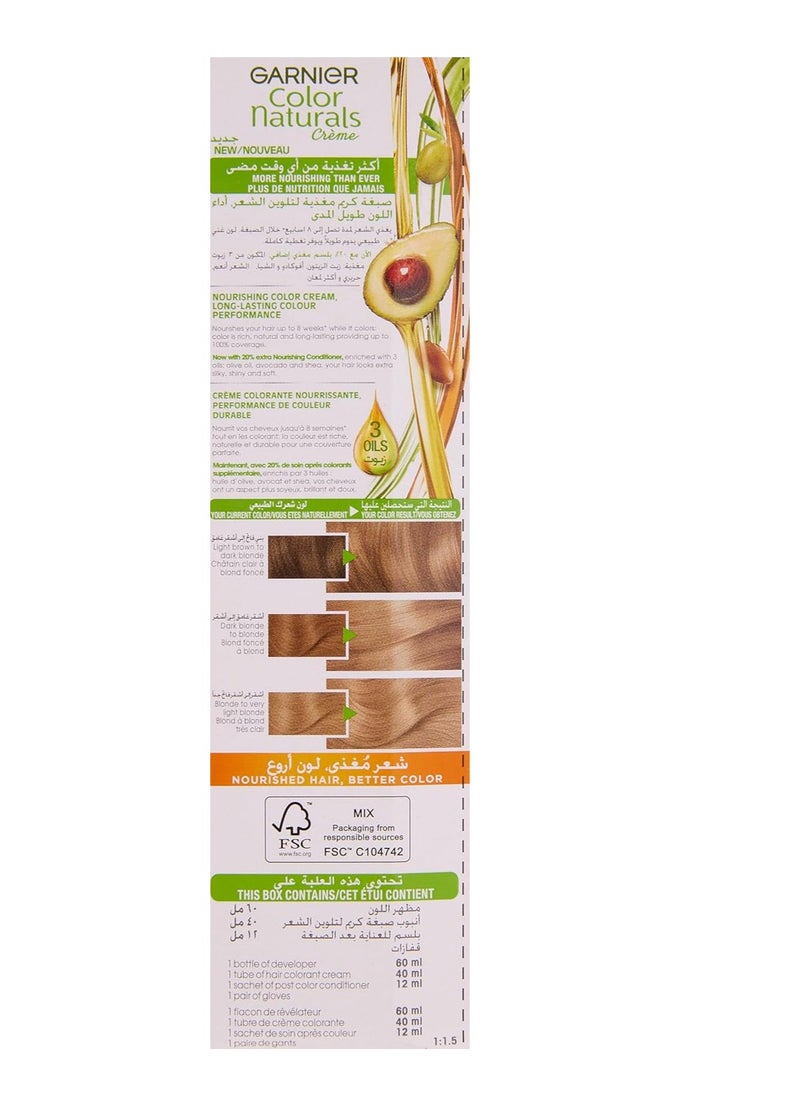 Garnier Color Naturals Permanent Crème Hair Color 8 Light Blonde 112 ml  - Image 4