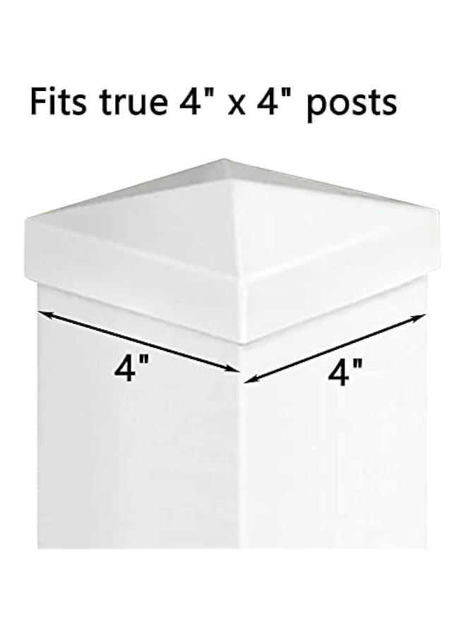 Arabest 4 Pack 4inch Vinyl Pyramid Style Fence Post Cap/Vinyl Post Caps for True 4 x 4 Fence- White PVC - Image 5