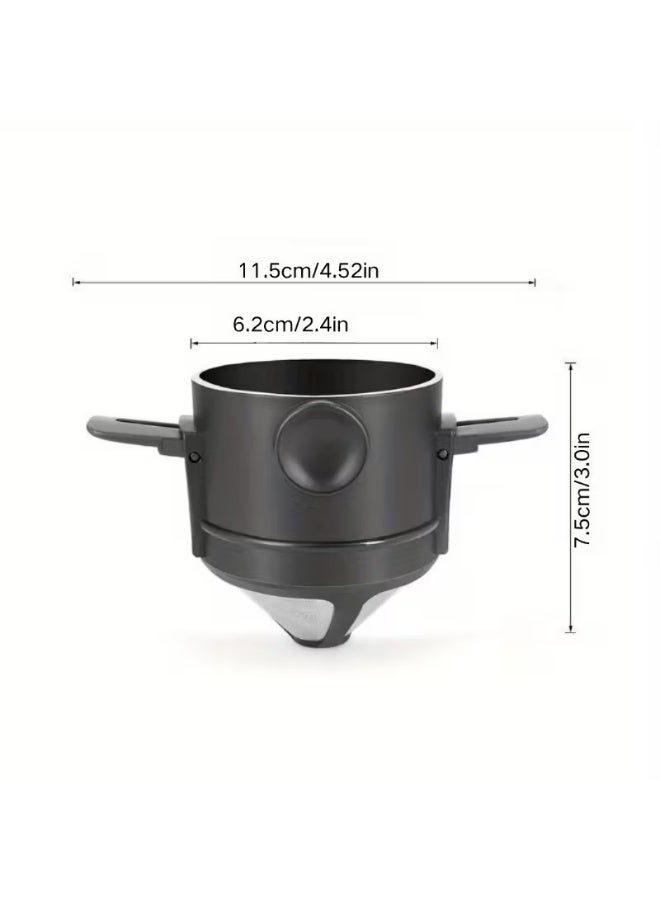 Portable Stainless Steel Reusable Coffee Filter with Foldable Dripper & Ear Hook – Easy-Pour Design with Storage, Perfect for Rich & Flavorful Brewing - Image 5