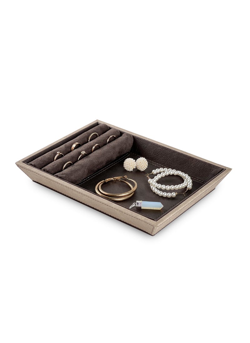 LeArt - Leather Jewelry Tray Organizer – Jewelry Organizer | Vanity Tray | Jewelry Organizer Tray | Desk and Bedside Catchall holder for Jewelry, Cosmetics, Keys, Coins, Watches (Brown) - Image 1
