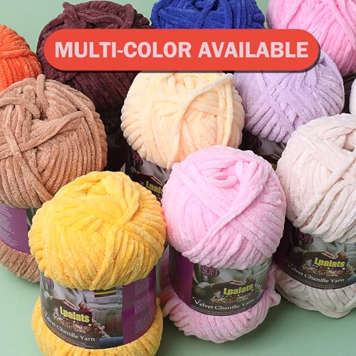 Lpalats Baby Blanket Yarn for Crocheting Soft - 3 Pack of 100g/3.5oz Chunky Chenille Yarn for Knitting Blankets Amigurumi - Super Bulky Yarns - 261 Yards Thick Plush Yarns (3, Dark Curry) - Image 4