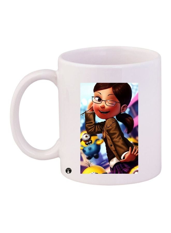 RYN Cartoon Girl Printed Coffee Mug White/Blue/Brown