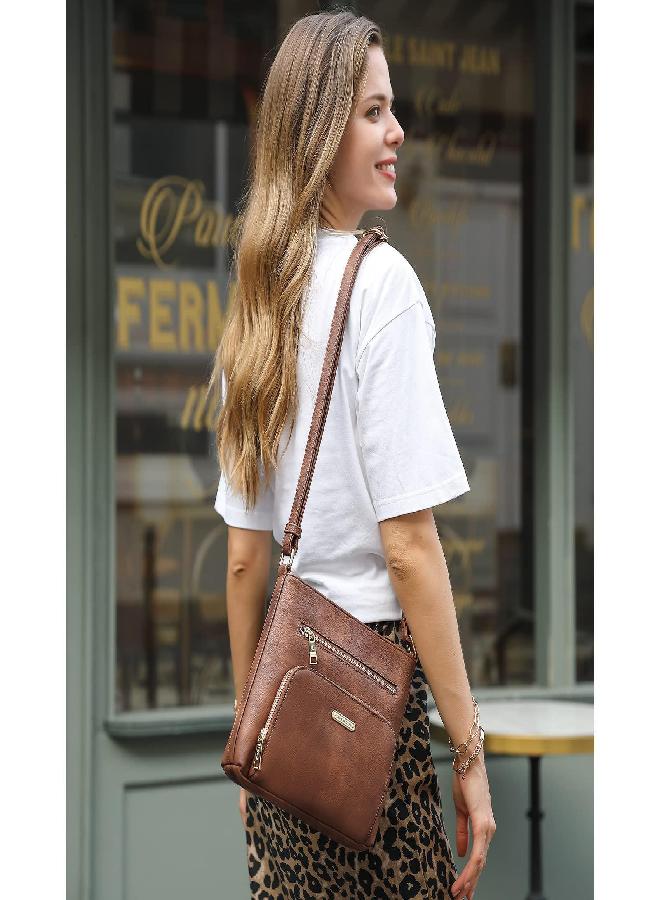 CLUCI CLUCI Crossbody Purse for Women Multi Pockets Bag Vegan Leather Small Shoulder Handbags Summer Travel Designer Vintage Ladies Brown  - Image 2
