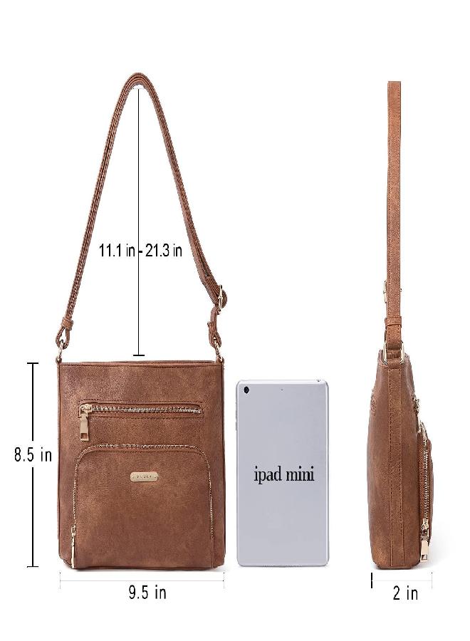 CLUCI CLUCI Crossbody Purse for Women Multi Pockets Bag Vegan Leather Small Shoulder Handbags Summer Travel Designer Vintage Ladies Brown  - Image 3