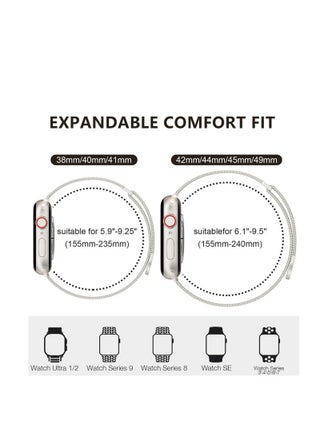 متوافق مع Apple Watch Band 42mm 44mm 45mm 49mm للنساء والرجال ، حزام معدني مغناطيسي من الفولاذ المقاوم للصدأ متوافق مع سلسلة iWatch 11 10 9 8 7 6 5 4 3 2 1 SE ultra3 / 2/1 Star Light - view 4
