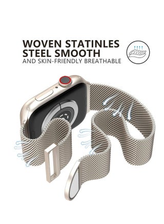 متوافق مع Apple Watch Band 42mm 44mm 45mm 49mm للنساء والرجال ، حزام معدني مغناطيسي من الفولاذ المقاوم للصدأ متوافق مع سلسلة iWatch 11 10 9 8 7 6 5 4 3 2 1 SE ultra3 / 2/1 Star Light - view 5