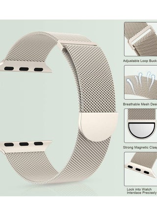 متوافق مع Apple Watch Band 42mm 44mm 45mm 49mm للنساء والرجال ، حزام معدني مغناطيسي من الفولاذ المقاوم للصدأ متوافق مع سلسلة iWatch 11 10 9 8 7 6 5 4 3 2 1 SE ultra3 / 2/1 Star Light - view 3