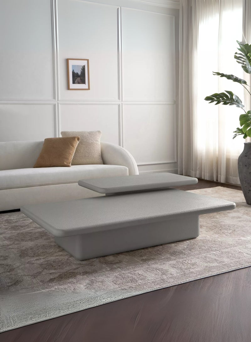 Karnak Blossom 2-Piece Modern Rectangular Coffee Table Set – Minimalist Grey Nesting Center Tables for Living Room Furniture UAE - Image 1