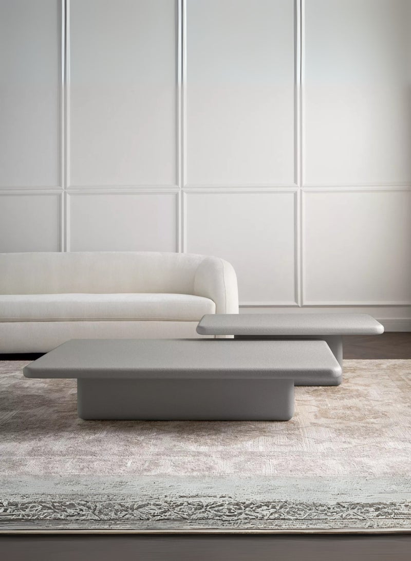 Karnak Blossom 2-Piece Modern Rectangular Coffee Table Set – Minimalist Grey Nesting Center Tables for Living Room Furniture UAE - Image 3