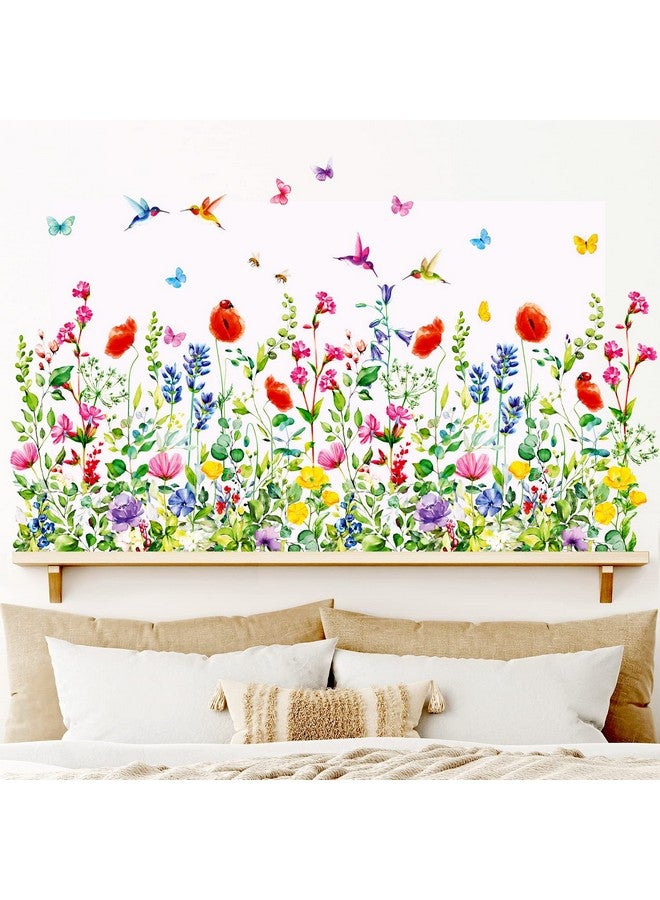 DECOWALL SG2-2114 Garden Flower Wall Stickers Birds Plants Floral Decals Removable for Nursery Bedroom Living Room Art Home Mural Decoration Decor - Image 1