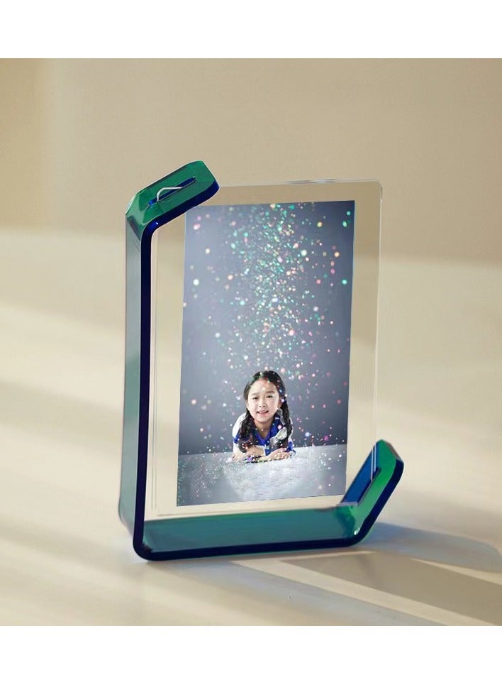 إطارات صور مقاس 4 × 6 بوصات، إطارات صور أكريليك باللون الأخضر، حامل عائم مزدوج الجوانب مع اتجاه أفقي وعمودي، هدية مثالية للرجال والنساء