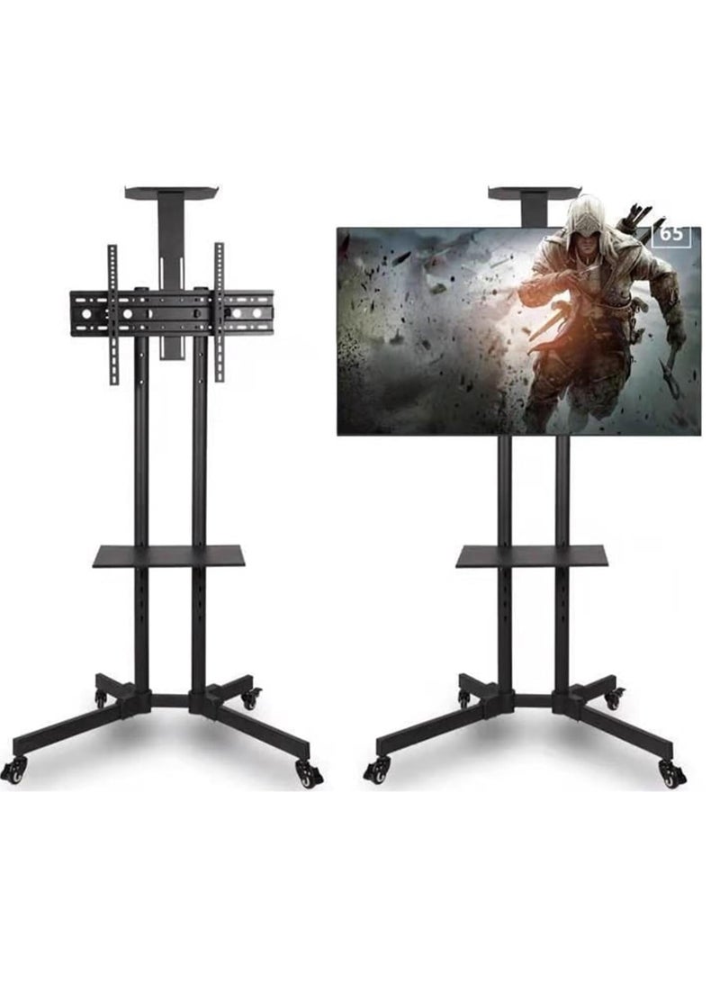 سكيل تك حامل تلفزيون متحرك بعجلات، مناسب لمقاسات من 32 إلى 65 بوصة، حامل تلفزيون أرضي قابل لتعديل الارتفاع - Image 1