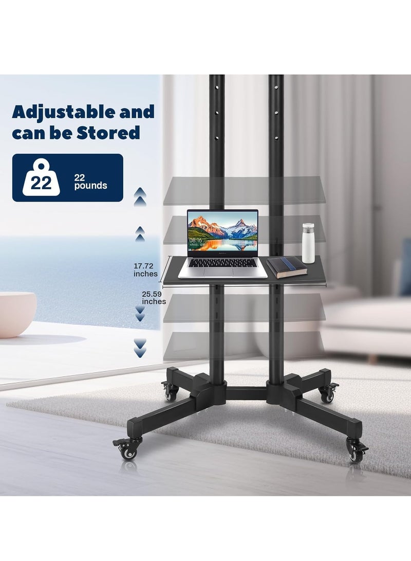 سكيل تك حامل تلفزيون متحرك بعجلات، مناسب لمقاسات من 32 إلى 65 بوصة، حامل تلفزيون أرضي قابل لتعديل الارتفاع - Image 3