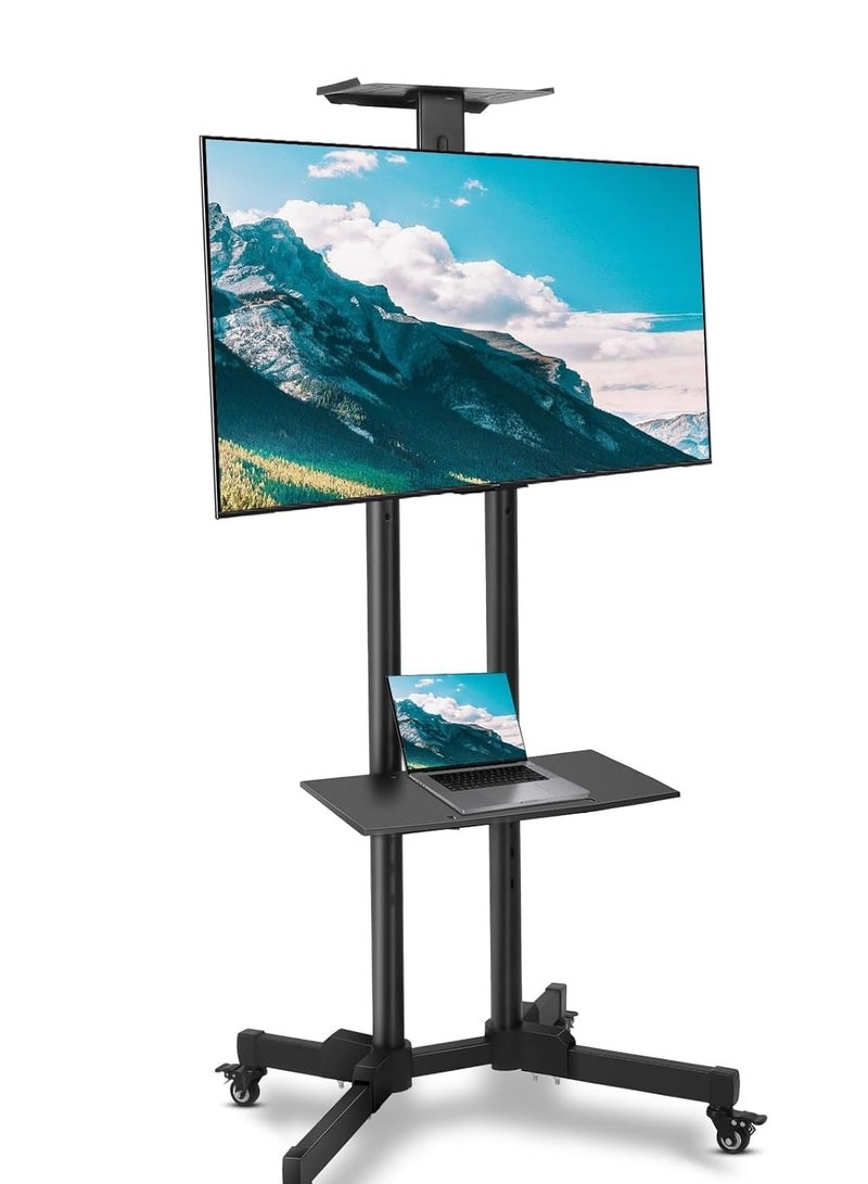 سكيل تك حامل تلفزيون متحرك بعجلات، مناسب لمقاسات من 32 إلى 65 بوصة، حامل تلفزيون أرضي قابل لتعديل الارتفاع - Image 2
