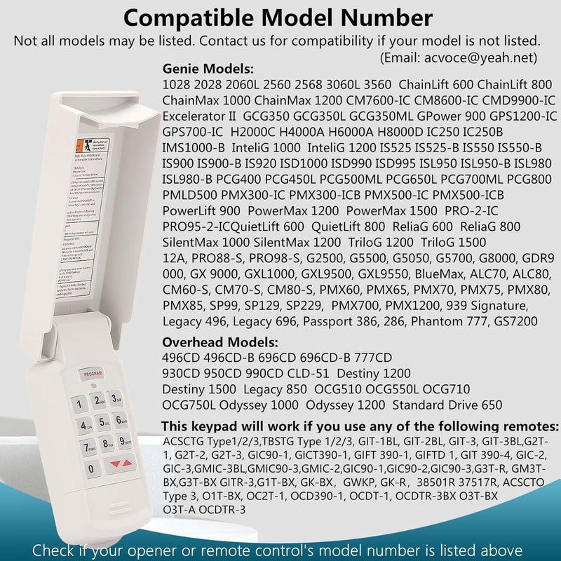 Acvoce Garage Door Opener Keypad for Genie Intellicode and Dip Switch Opener, Overhead Door Codedodger, Replace GK-R 37332R OKP-BX GK-BX GWKP - Image 3