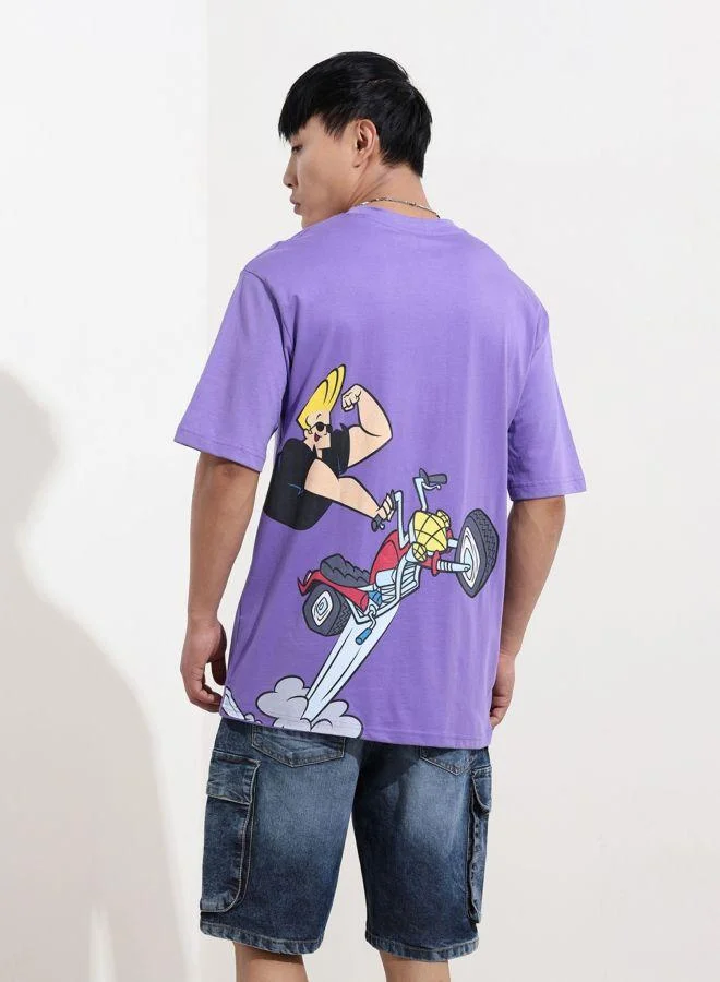 ذا انديان كراج كو Men Boxy Fit Johnny Bravo Printed Crew Neck Half Sleeves T-Shirt