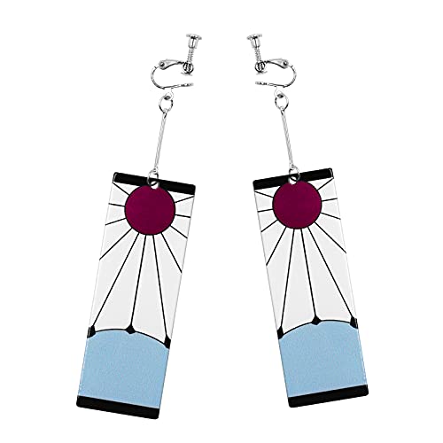 Exlinonline Tanjiro Hanafuda Earrings Breath Of The Sun Symbol Great For Demon Slayer Anime Light-Weight Wearing (Breath Of The Sun B) - Image 1