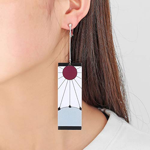 Exlinonline Tanjiro Hanafuda Earrings Breath Of The Sun Symbol Great For Demon Slayer Anime Light-Weight Wearing (Breath Of The Sun B) - Image 4