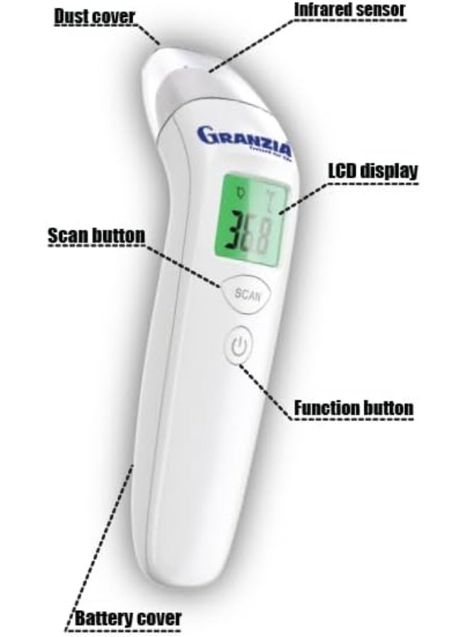  جرانزيا ميزان حرارة Granzia NC6 بالأشعة تحت الحمراء بدون لمس – قراءة فورية ودقيقة – آمن للأطفال والكبار للاستخدام المنزلي والطبي - Image 3