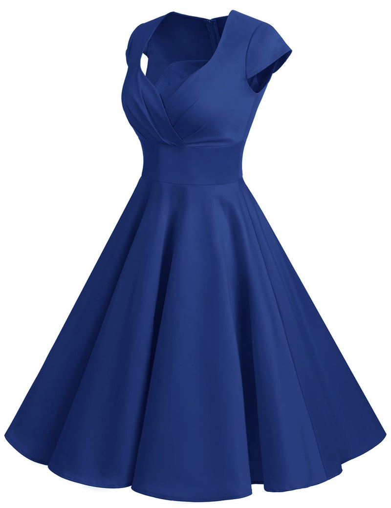 Bbonlinedress Women Royal Blue Dress Vintage 1950s Retro Vintage Cocktail Party Swing Dresses Royal Blue S - Image 3