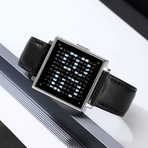 Gosasa Square Men's Luxury Watches Fashion Creative Multi - Functional Waterproof Wristwatch, Gold and Silver - Toned Leather Strap Gifts for Men (Silver) - Image 2