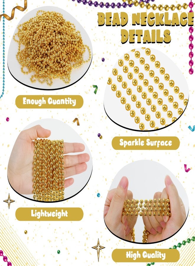 Huskein 24 PCS Gold Bead Necklace, 33" Mardi Gras Beads Bulk, Mardi Gras Beaded Necklace Accessories, Round Necklaces Parade Beads for Carnival Party Supplies Wedding Birthday - Image 3