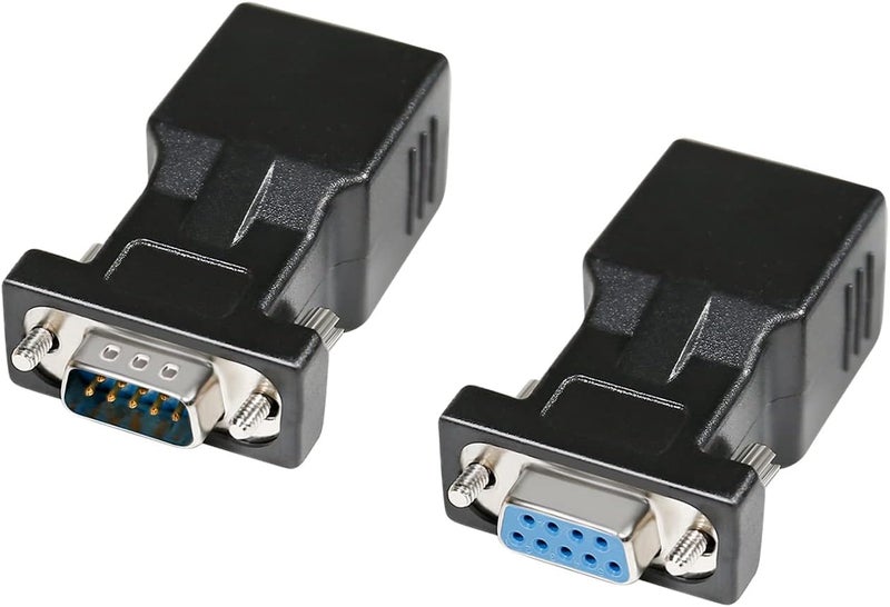D-tech RS232 DB9 to RJ45 Serial Adapter DB-9 Female/Male to RJ-45 Female Ethernet Converter (2 Pack) - Image 1