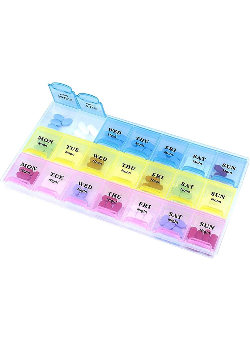 Weekly Pill Organizer 3 Times a Day Pill Case Large Medicine Planner 7 Day Pill Box for Vitamin Fish Oils Medication Supplement (7X3 Medium) - Image 1
