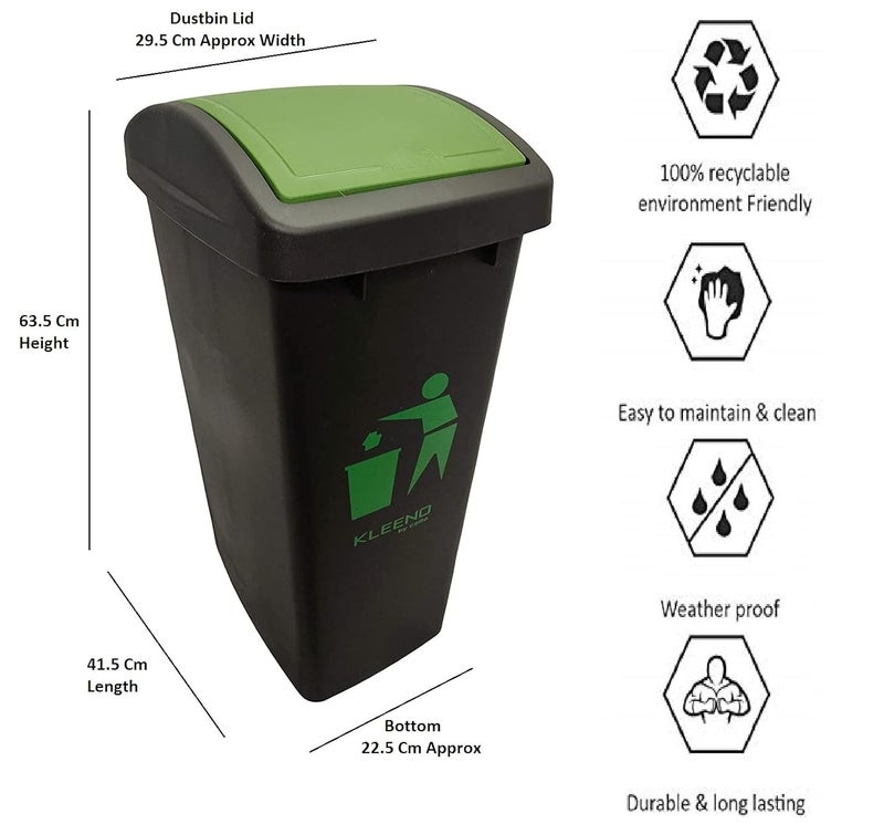 Kleeno Cello Kleeno Plastic SwingLid Garbage Dustbin 48 Ltr GreyBlack - Image 2