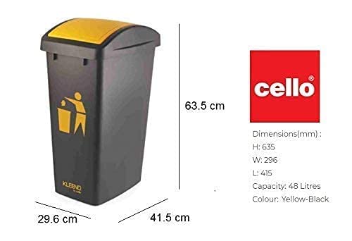 Kleeno Cello Kleeno Plastic SwingLid Garbage Dustbin 48 Ltr GreyBlack - Image 5