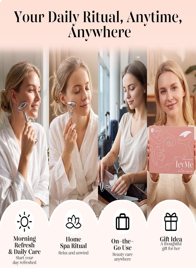 BAIMEI Stainless Steel Gua Sha & Face Roller Set, Facial Massage Tool for Face, Neck and Body, Cooling Metal Skin Care Tools for Depuffing Routine, Self Care Gift for Women - Image 5