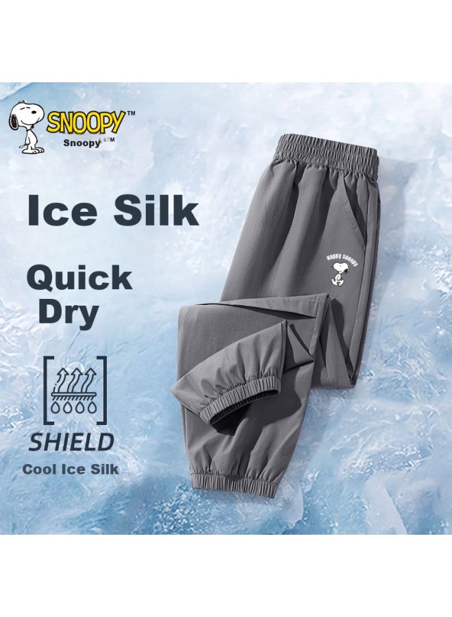 Snoopy Kids Ice Silk Quick-dry Pants  Summer New Thin Sports Pants Boys Cooling Long Trousers
