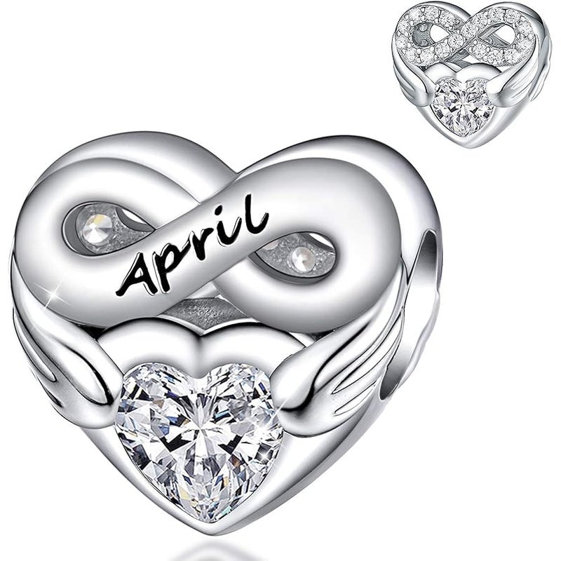 Forever Queen Birthstone Charms for Charms Bracelet- 925 Sterling Silver Love Heart Beads Infinite Love Charms, Happy Birthday Charms for Bracelet and Necklace - Image 1