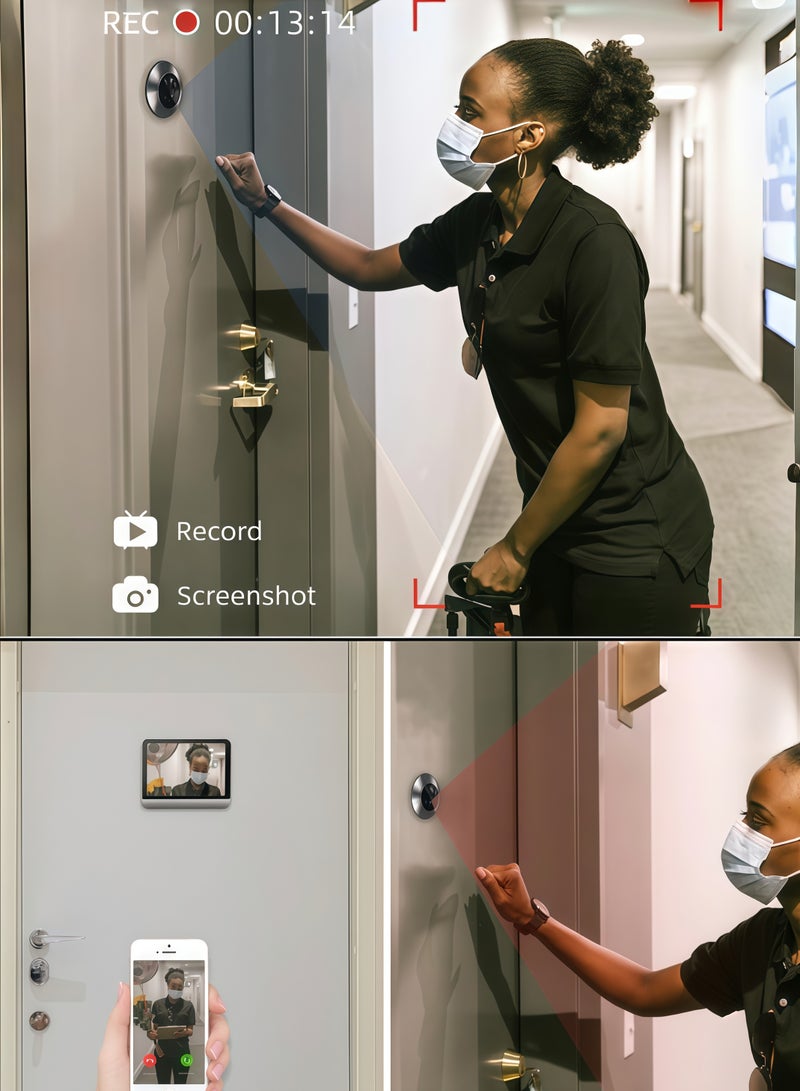 Generic Door Viewer Camera D300, 2K Wire-Free Doorbellwith 4.3" LCD Display,with 64GB Memory Card，5000mAh Rechargeable Battery, 170° Wide View, Motion Detection Alerts, Night Vision  - Image 2