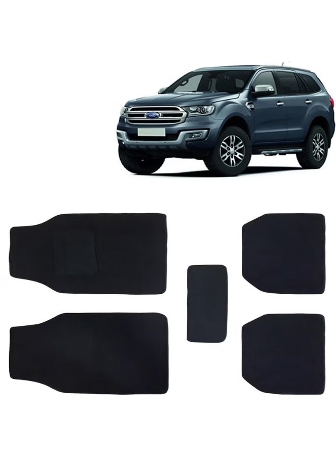 Classic Carpet Style Universal Car Mats for Ford Endeavour 2015-2018 Model Black Color Anti Slip Car Floor Foot Mats Complete Set of 5 Piece Executive Series - Image 1