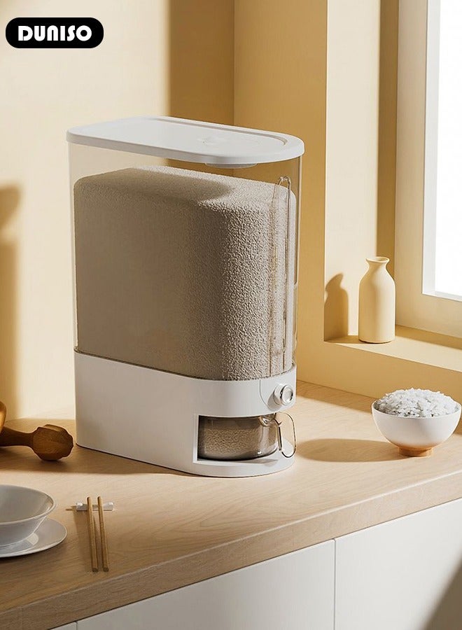 DUNISO 10Kg Rice Dispenser, Clear Large Dry Food Storage Container with Measuring Cup & Time Scale, Food Dispenser Kitchen Organization ，Moisture Proof，Dry Food Grain Flour Soybean for Kitchen Pantry Countertop  - Image 4