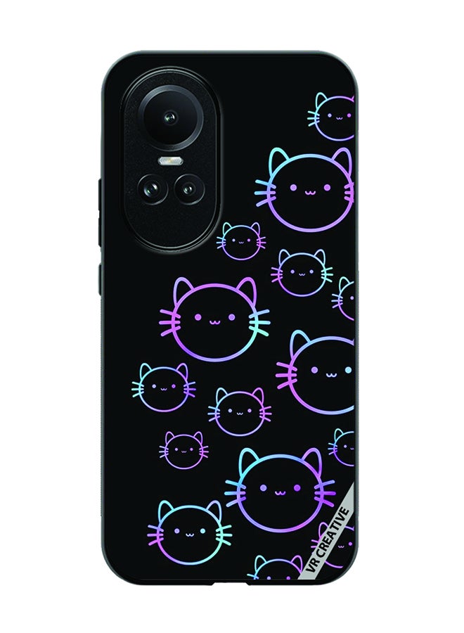 VR CREATIVE Protective Case Cover For Oppo Reno 10 Pro Cat Face Design Multicolour - Image 1