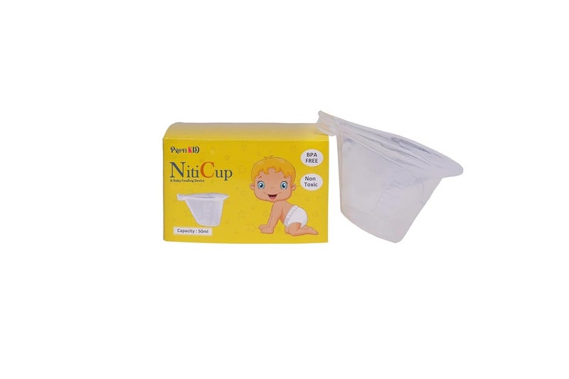 Profiklen NitiCup Boilable Reusable Baby Feeding Silicone Cup (Pack of 1) || Round Shape - 45 ml. (Transparent) - Image 1