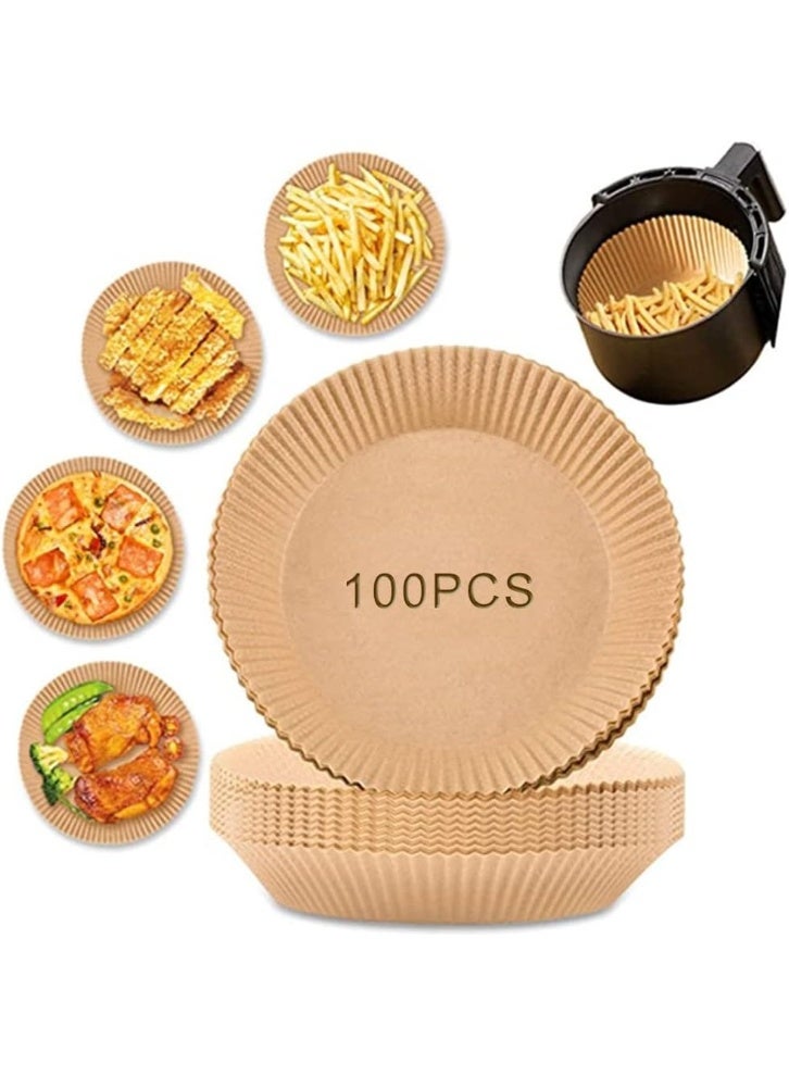 100PCS Disposable Air Fryer Paper – Non-Stick Oil-Proof Parchment Paper Liners for Clean & Healthy Cooking – 20CM - Image 1