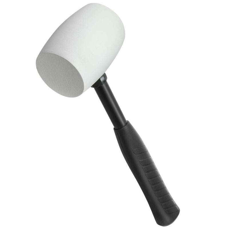 Powerbuilt 16Ounce Rubber Mallet Hammer NonSlip Steel Handle Hand Tool White 648336